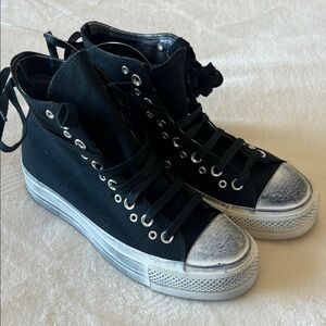 Converse Black & White High-Top Platform Sneakers